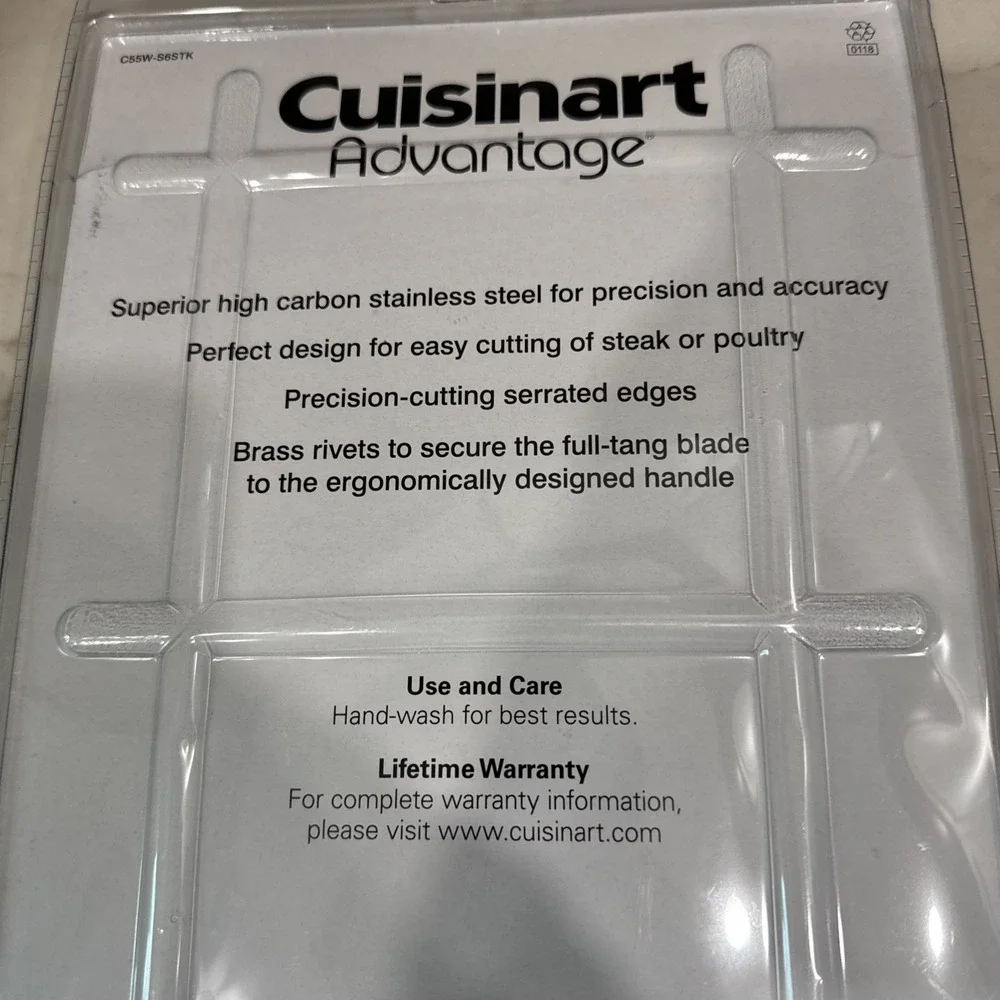 Cuisinart Advantage Steak Knives Triple Rivet Walnut handle Set of 6 NEW